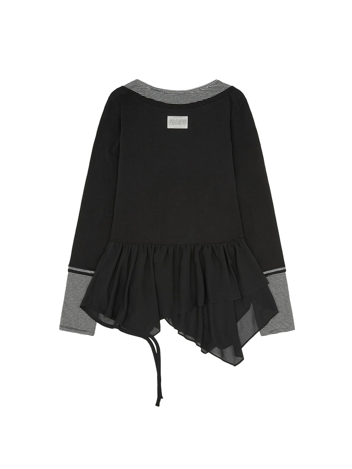 뚜오미오(TUOMIO) LAYERED TAIL RIBBON TOP [BLACK]