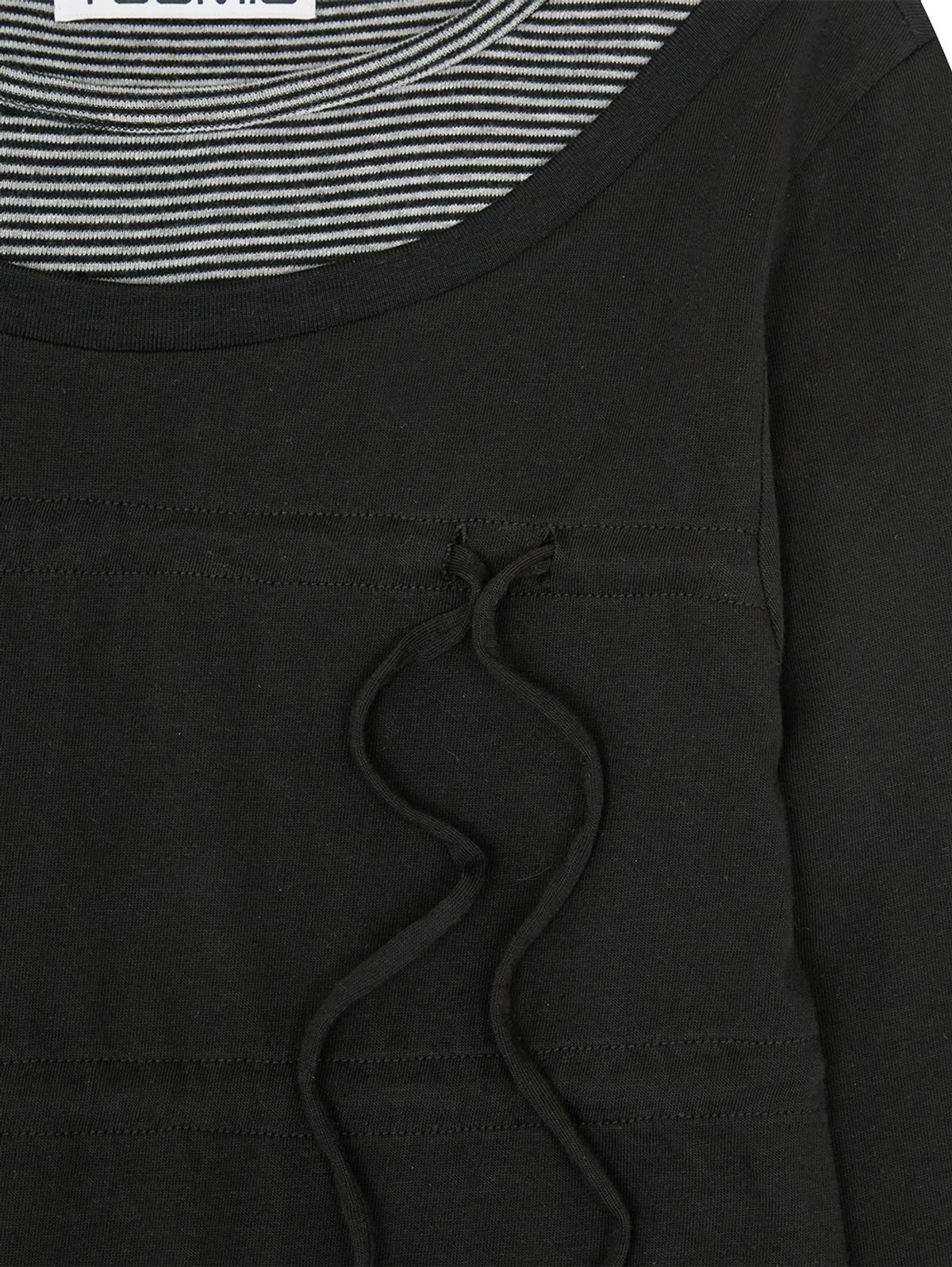 뚜오미오(TUOMIO) LAYERED TAIL RIBBON TOP [BLACK]