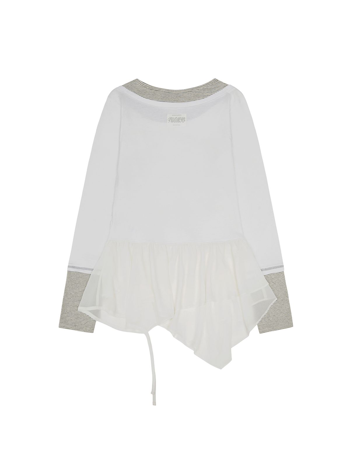 뚜오미오(TUOMIO) LAYERED TAIL RIBBON TOP [WHITE]