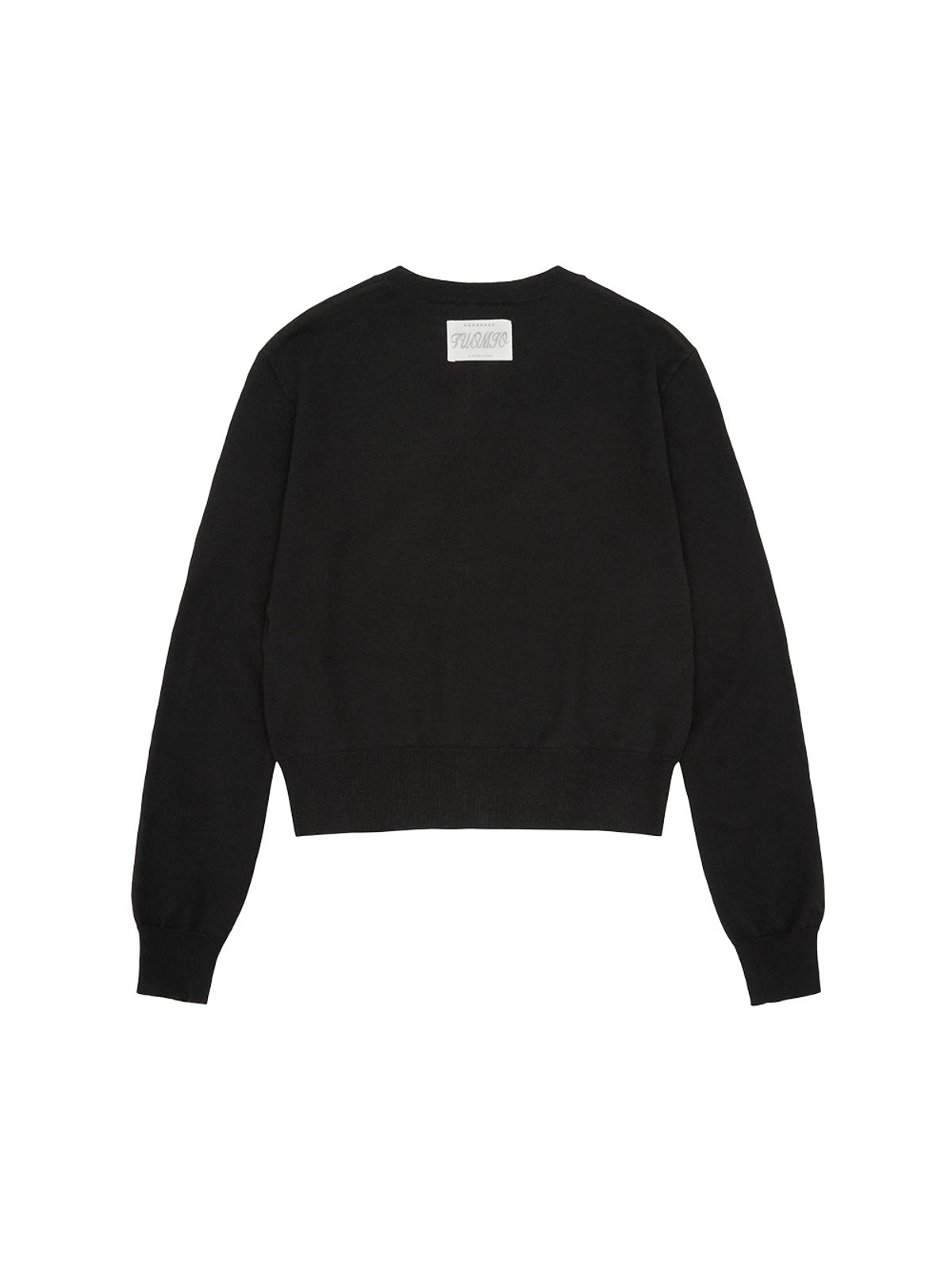 뚜오미오(TUOMIO) SIDE BUTTON RUFFLE CARDIGAN [BLACK]