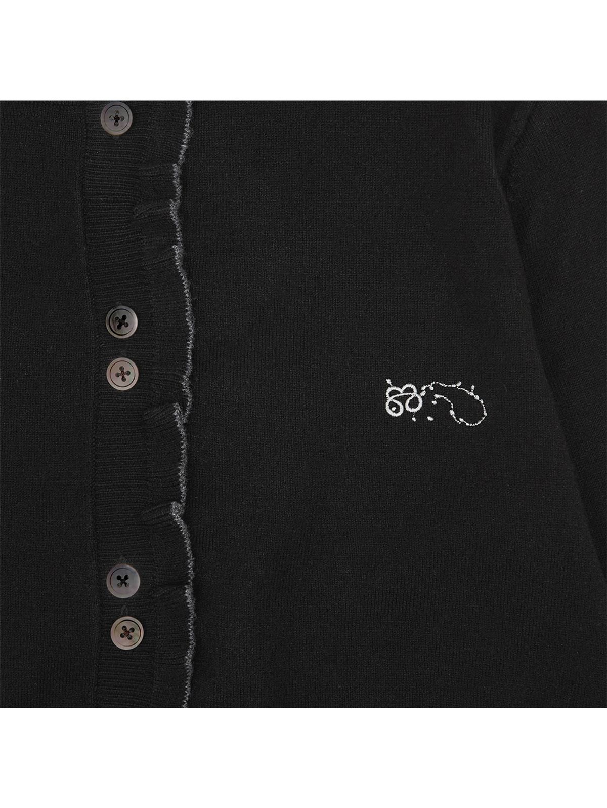 뚜오미오(TUOMIO) SIDE BUTTON RUFFLE CARDIGAN [BLACK]
