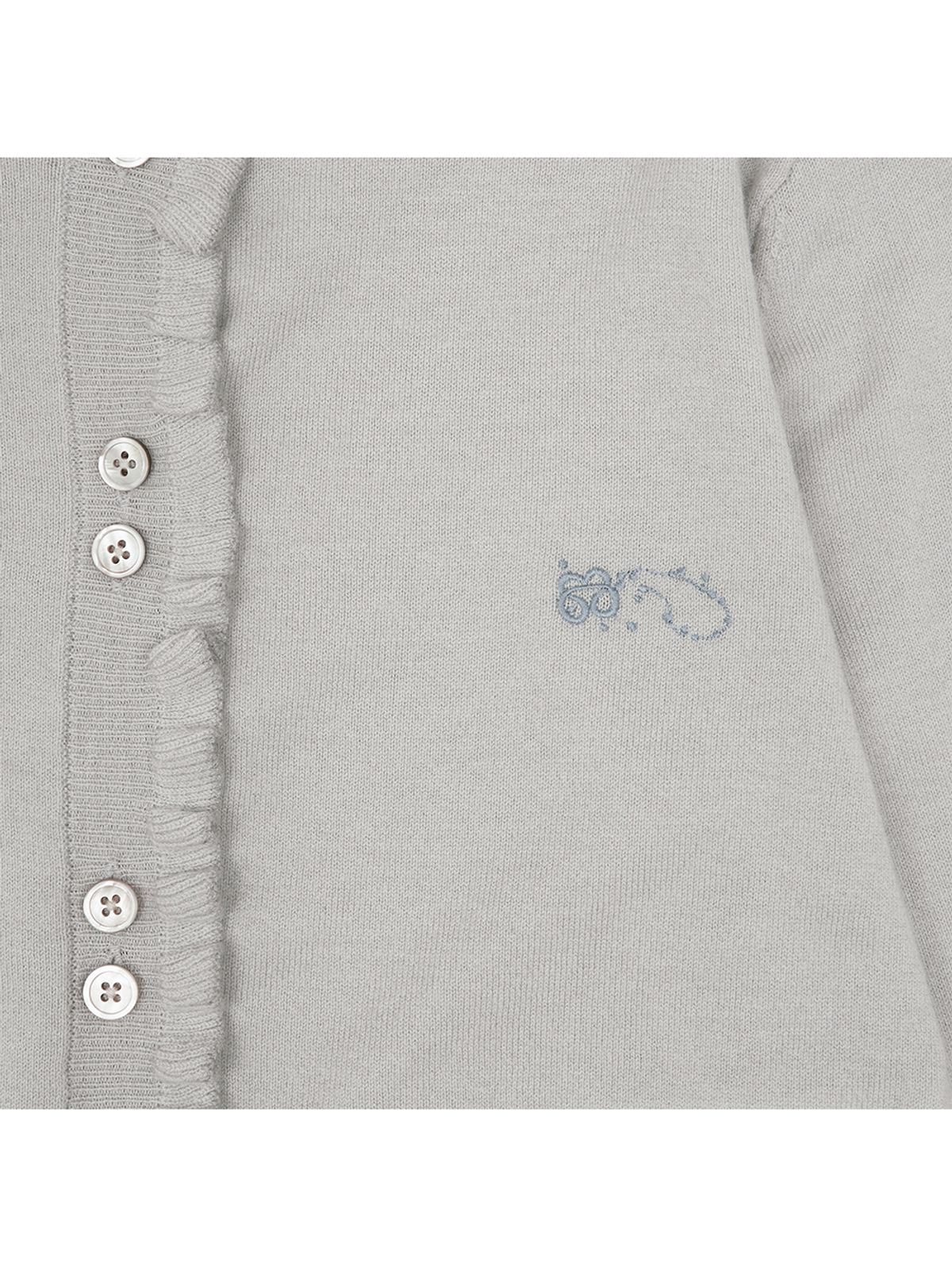 뚜오미오(TUOMIO) SIDE BUTTON RUFFLE CARDIGAN [LIGHT GREY]