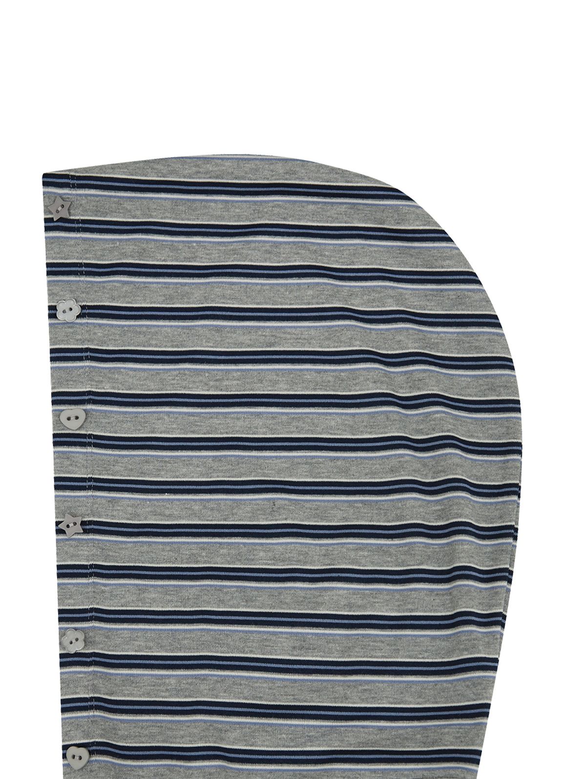 뚜오미오(TUOMIO) BUTTON STRIPE HOOD ZIP-UP [HEATHER GREY]