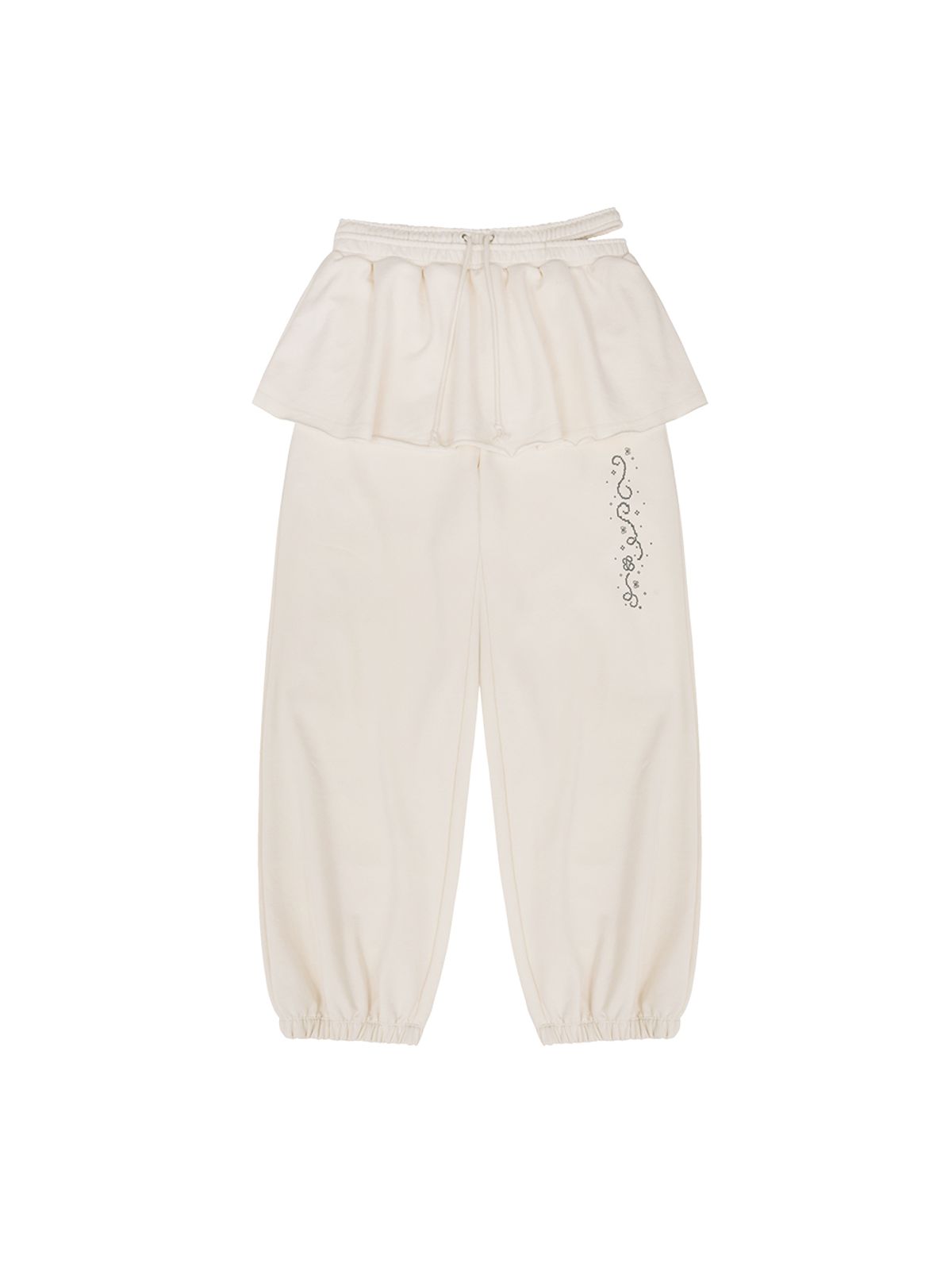 뚜오미오(TUOMIO) PIXEL GRAPHIC SKIRT SWEATPANTS [CREAM]