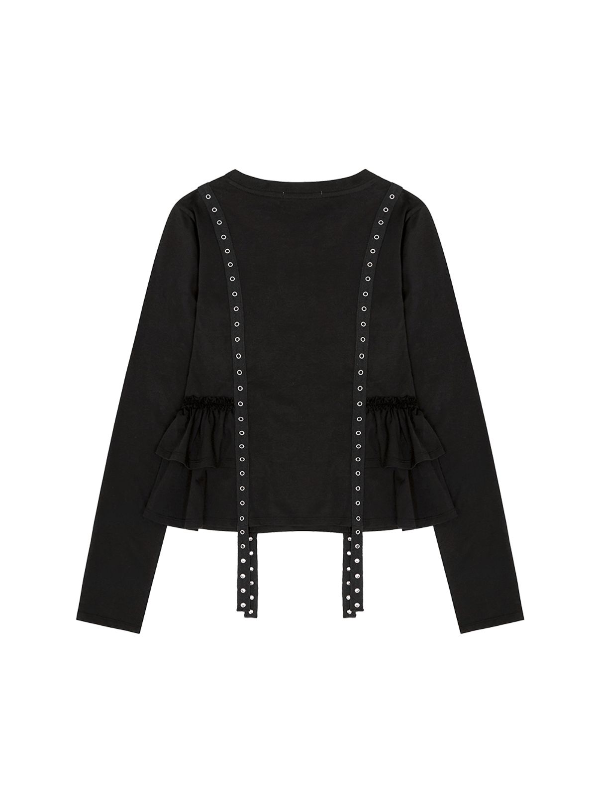뚜오미오(TUOMIO) RUFFLE BELTED LONG SLEEVES [BLACK]