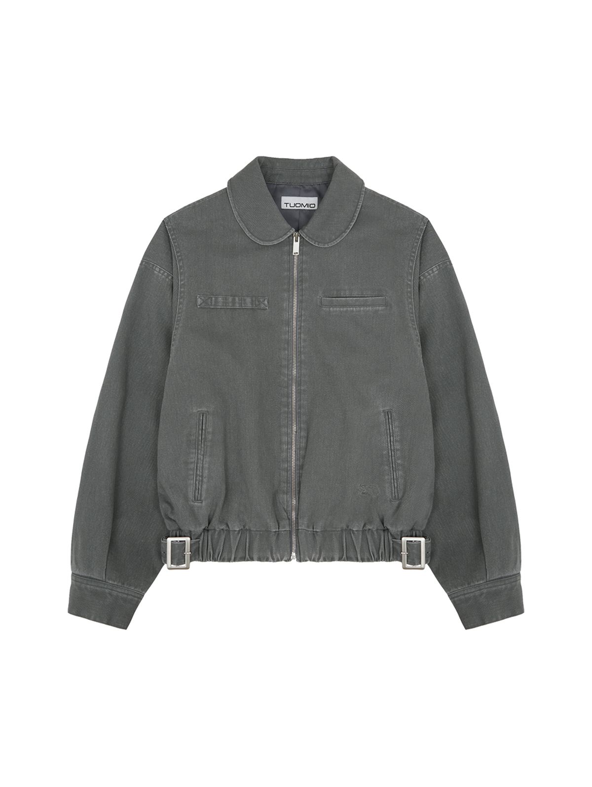 뚜오미오(TUOMIO) ROUND COLLAR WASHED BOMBER [CHARCOAL]