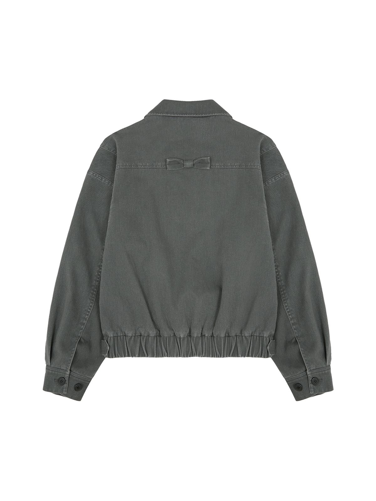 뚜오미오(TUOMIO) ROUND COLLAR WASHED BOMBER [CHARCOAL]