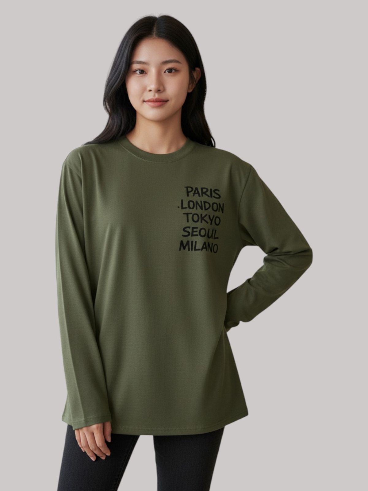 지블랙(ZBLACK) 아카이브 패션위크   롱슬리브(KHAKI-BLACK PRINT)