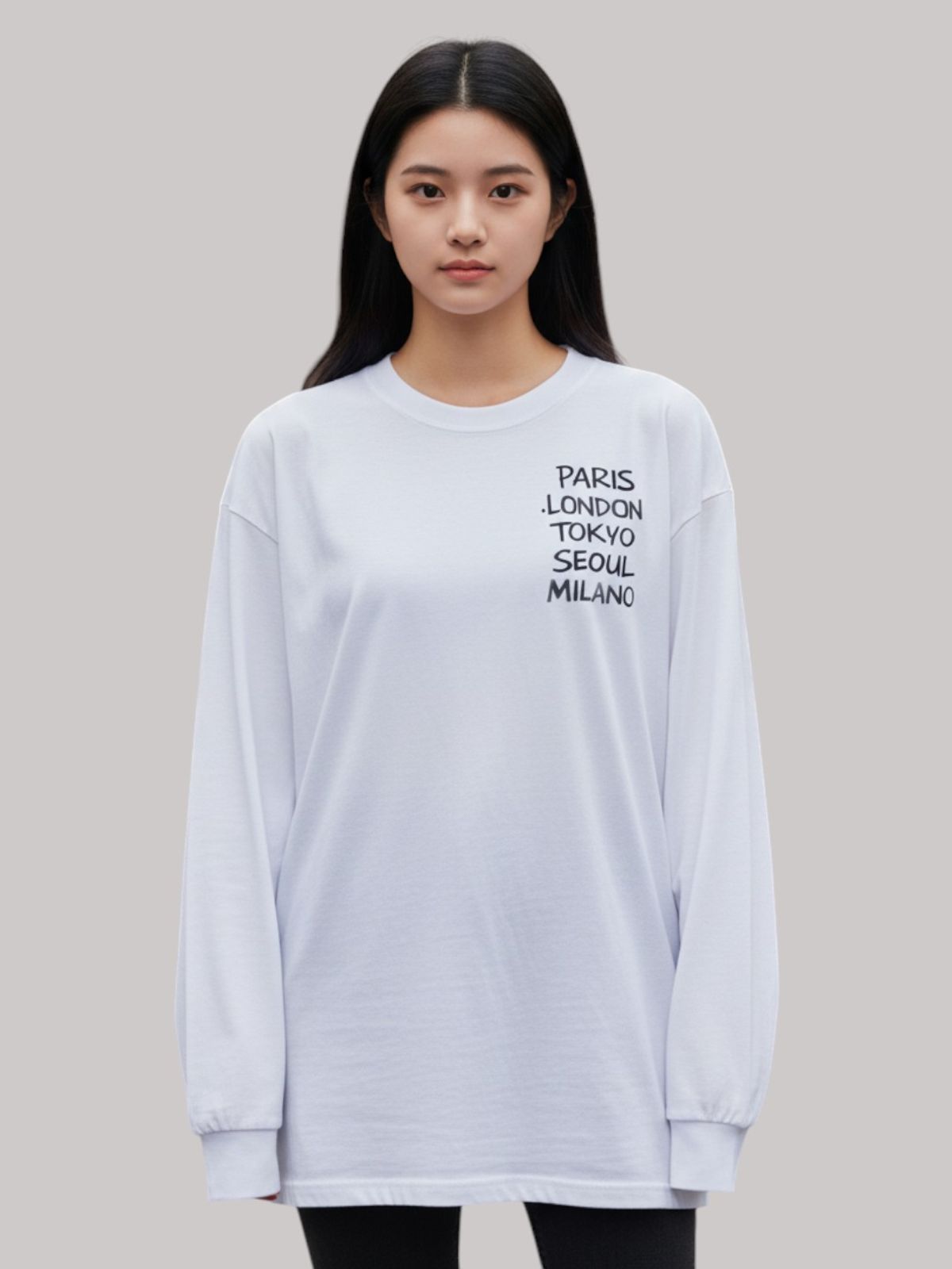 지블랙(ZBLACK) 아카이브 패션위크   롱슬리브(WHITE-BLACK PRINT)