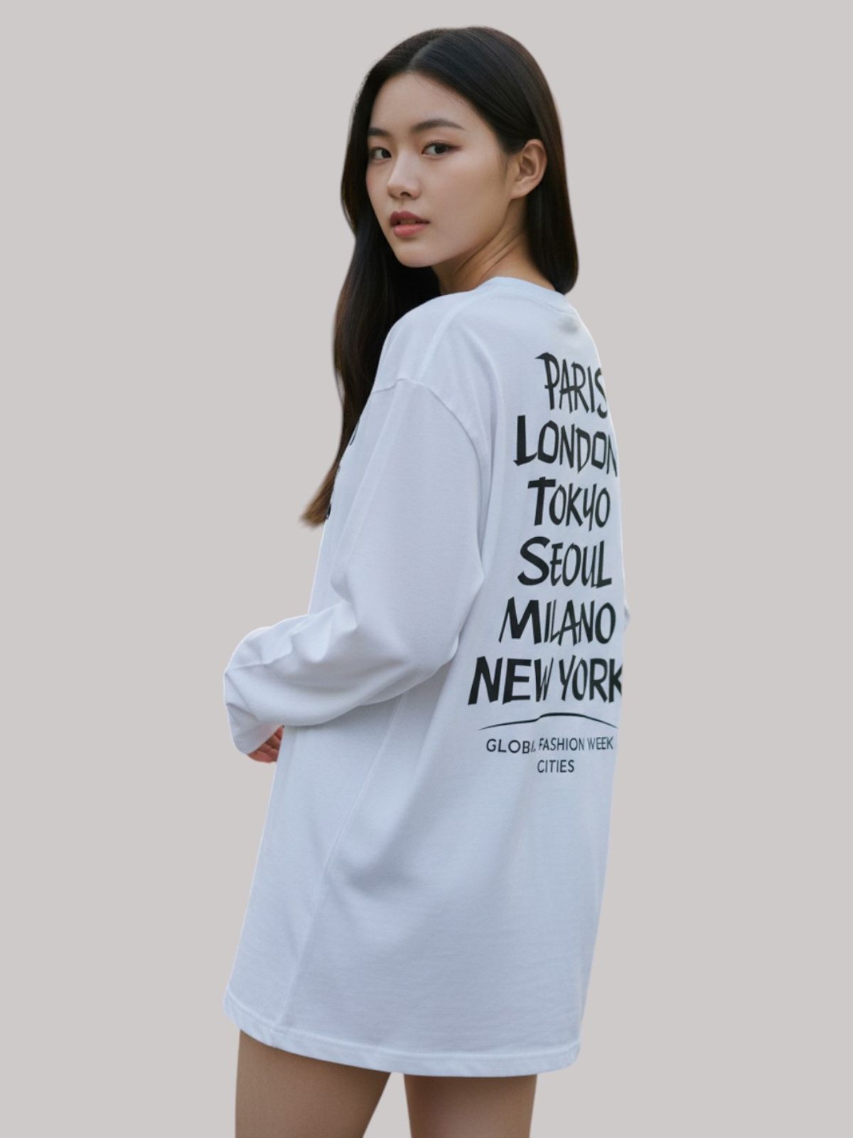 지블랙(ZBLACK) 아카이브 패션위크   롱슬리브(WHITE-BLACK PRINT)
