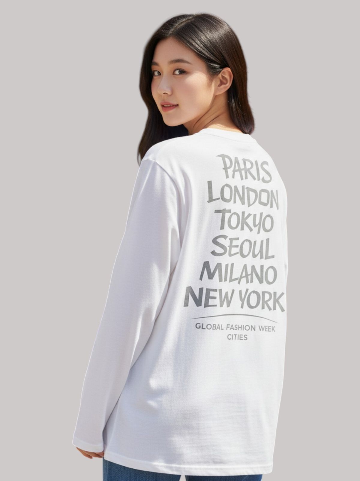 지블랙(ZBLACK) 아카이브 패션위크   롱슬리브(WHITE-GREY PRINT)