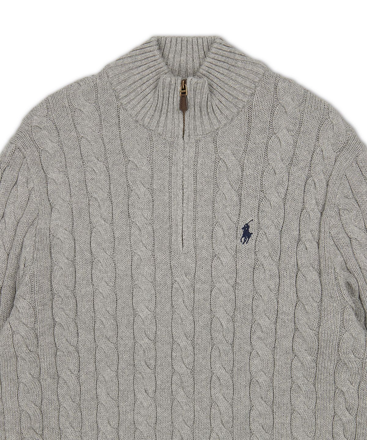 폴로 랄프 로렌(POLO RALPH LAUREN) 케이블 니트 코튼 스웨터-그레이