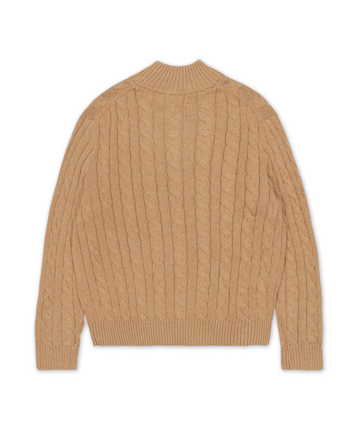 폴로 랄프 로렌(POLO RALPH LAUREN) 케이블 니트 코튼 쿼터 지퍼 스웨터-브라운