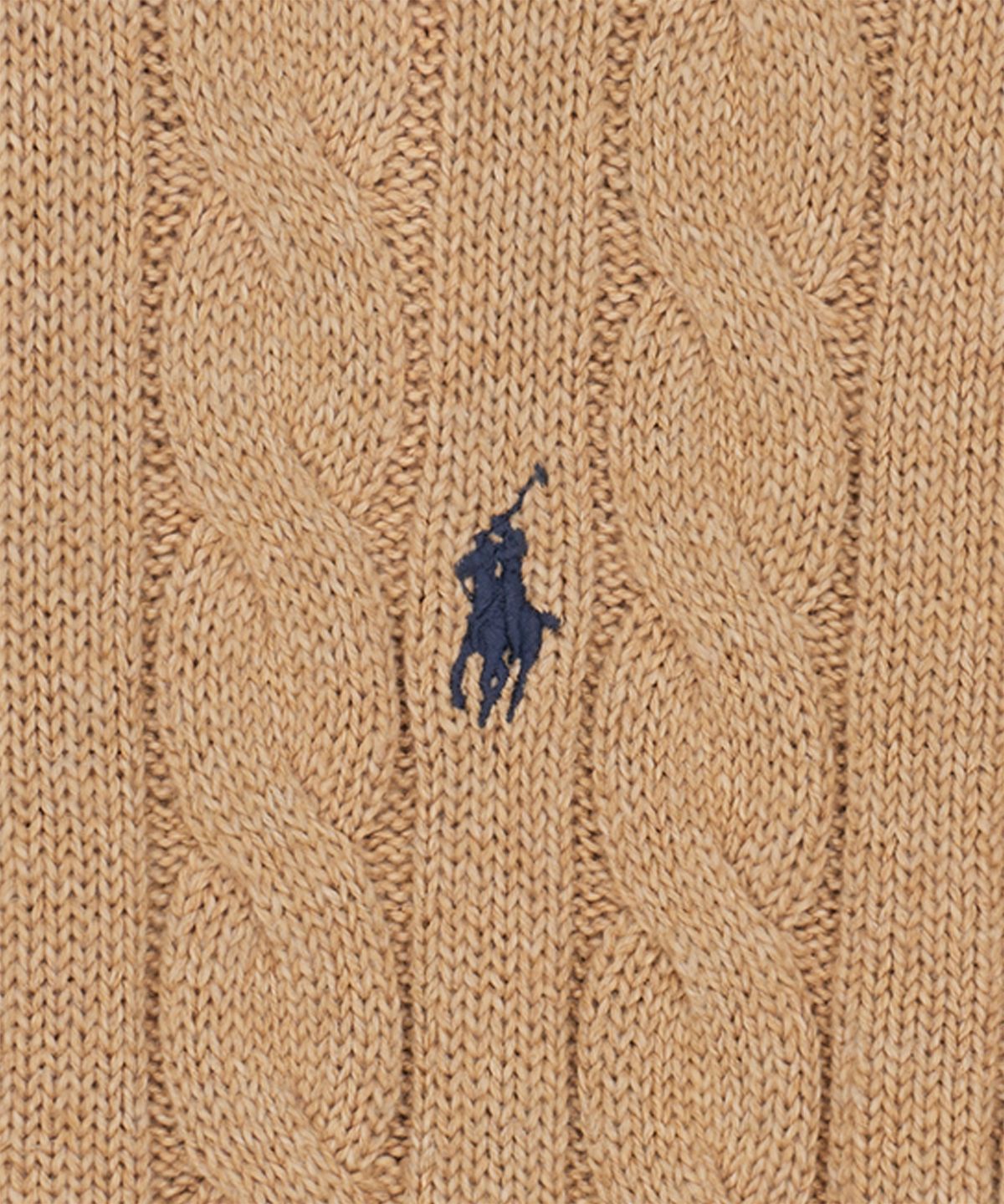 폴로 랄프 로렌(POLO RALPH LAUREN) 케이블 니트 코튼 쿼터 지퍼 스웨터-브라운