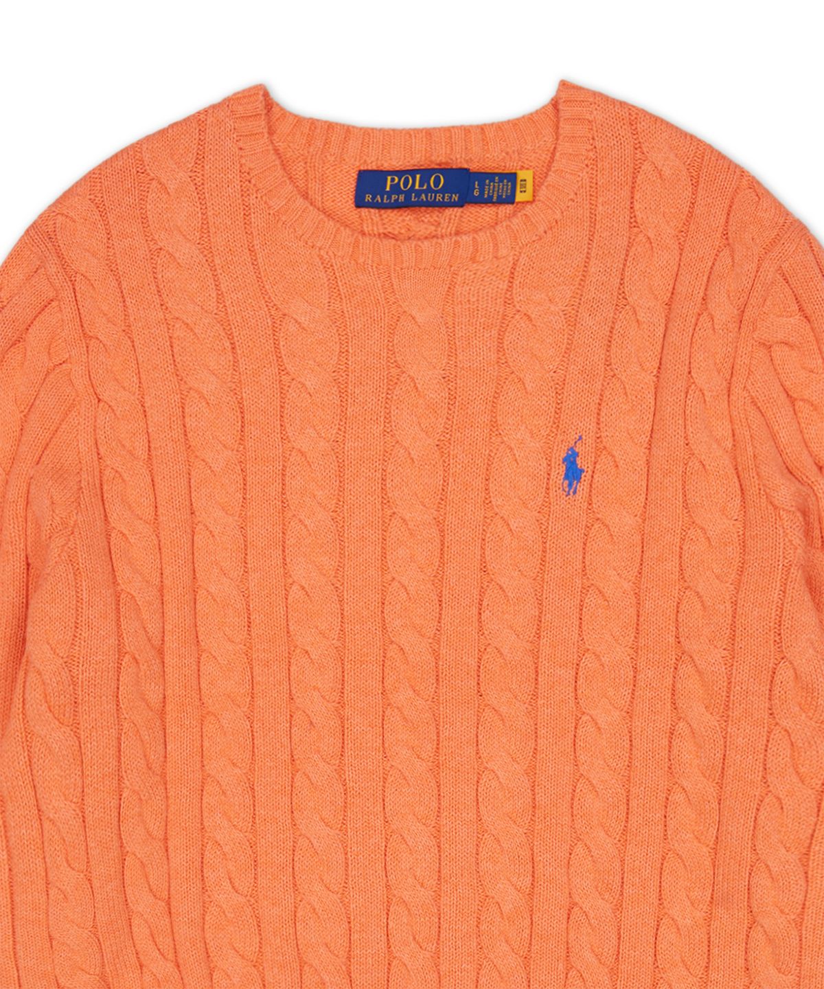 폴로 랄프 로렌(POLO RALPH LAUREN) 케이블 니트 코튼 스웨터-오렌지