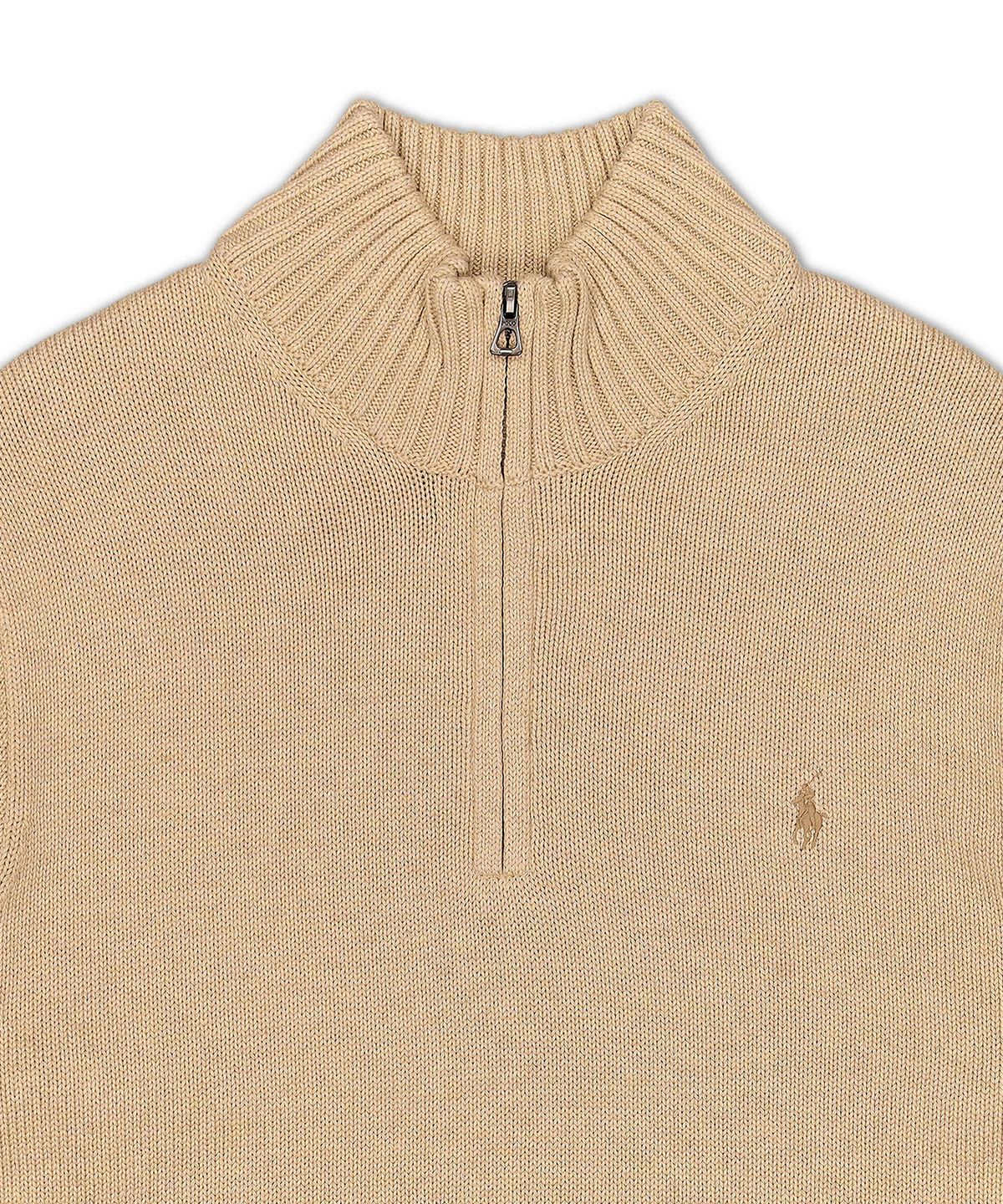 폴로 랄프 로렌(POLO RALPH LAUREN) 코튼 쿼터 지퍼 스웨터-브라운