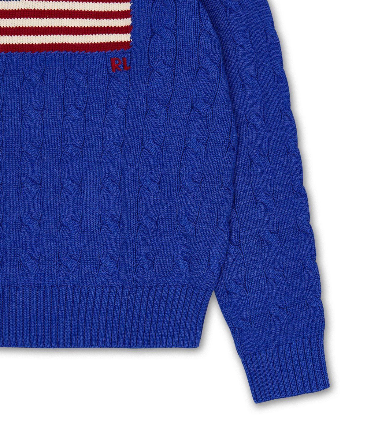 폴로 랄프 로렌(POLO RALPH LAUREN) 아이코닉 케이블 니트 플래그 스웨터-블루