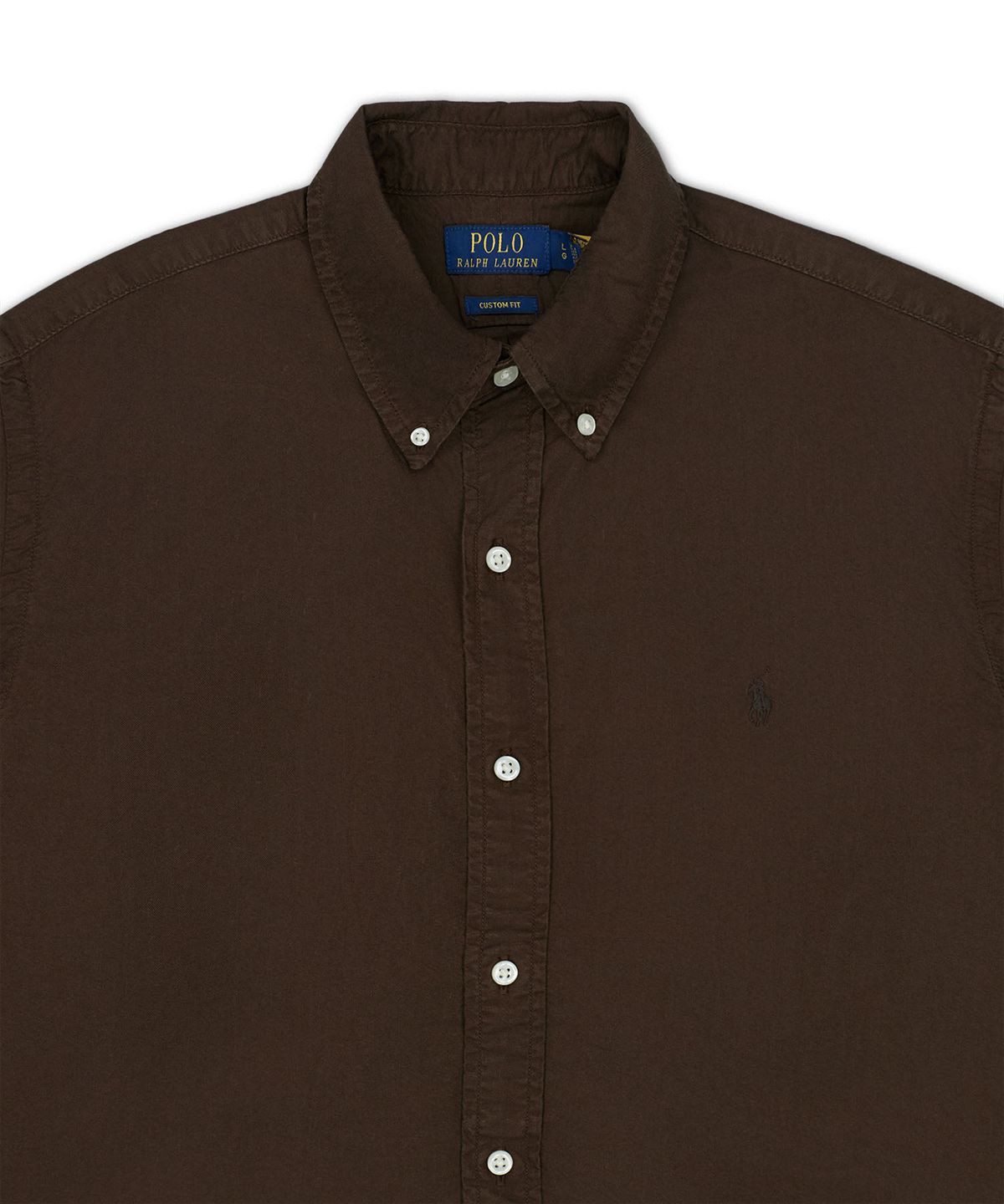 폴로 랄프 로렌(POLO RALPH LAUREN) 커스텀핏 가먼트 다이 옥스포드 셔츠-다크 브라운