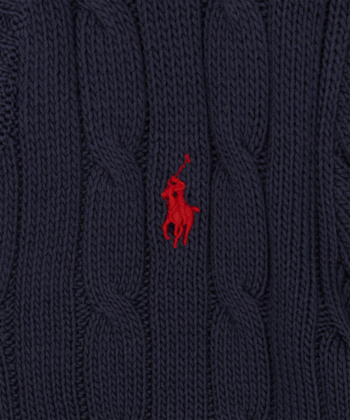 폴로 랄프 로렌(POLO RALPH LAUREN) 케이블 니트 코튼 브이넥 스웨터-블루