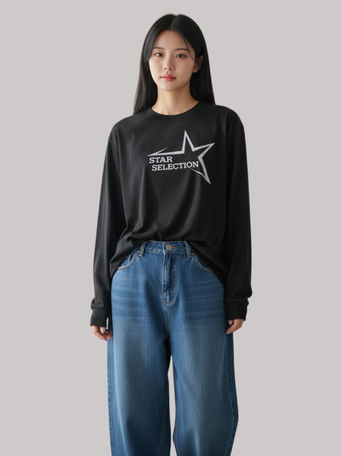 지블랙(ZBLACK) 스타셀렉션   롱슬리브(BLACK-GREY  PRINT)