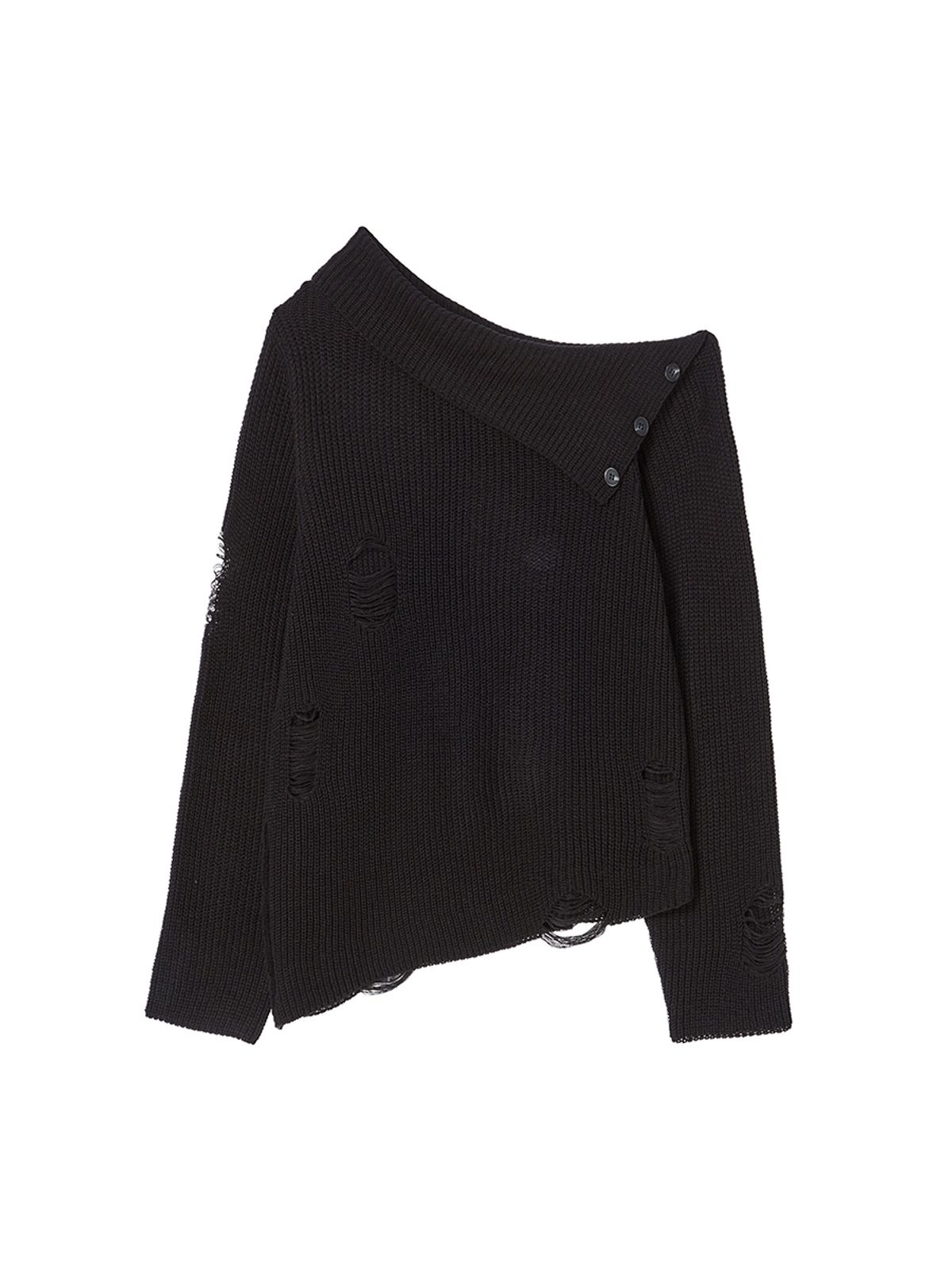 엔와이엑스엑스(NYXX) DAMAGE OFF SHOULDER KNIT BLACK