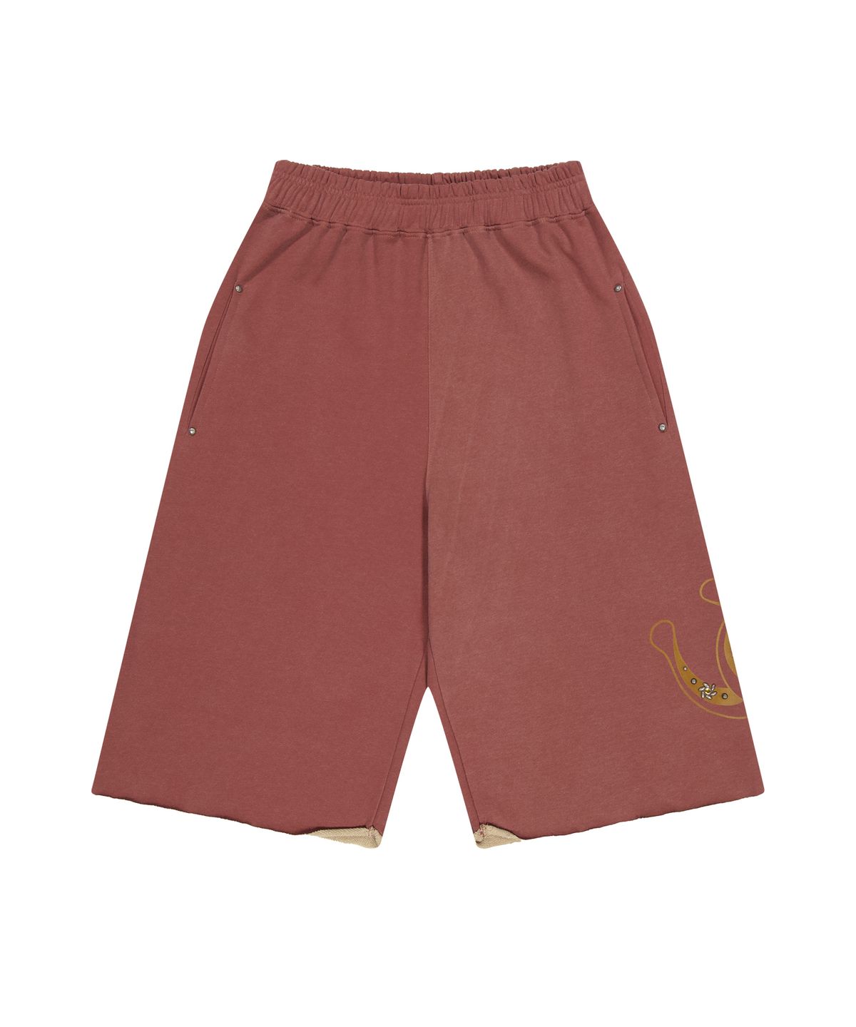 투위드(TUEWID) Tuewid oversized mid length bumuda sweatshorts in brick red