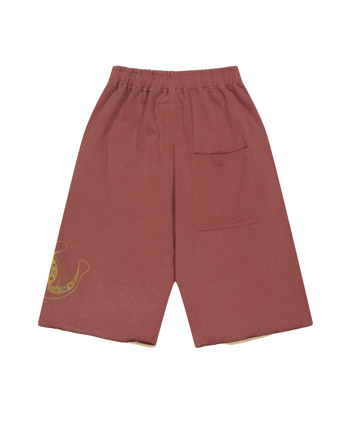 투위드(TUEWID) Tuewid oversized mid length bumuda sweatshorts in brick red