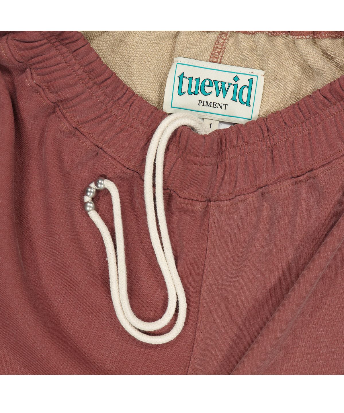 투위드(TUEWID) Tuewid oversized mid length bumuda sweatshorts in brick red