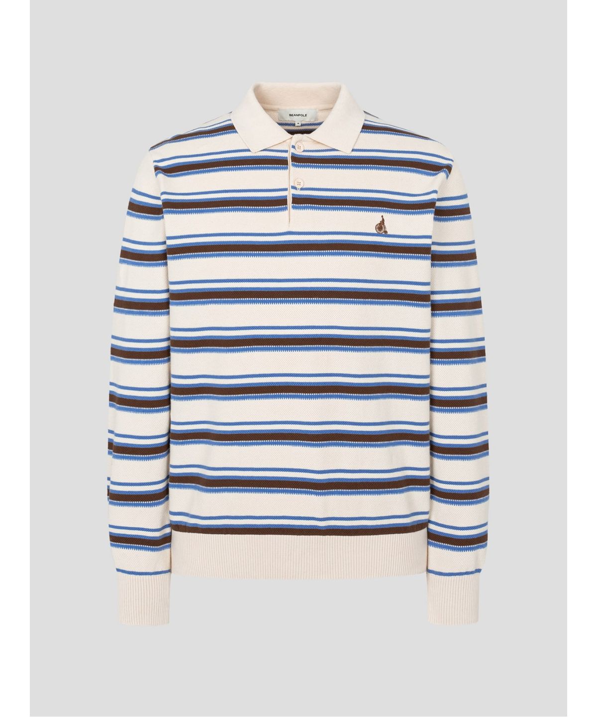 빈폴 멘(BEANPOLE MEN) 멀티 스트라이프 칼라넥 니트  베이지