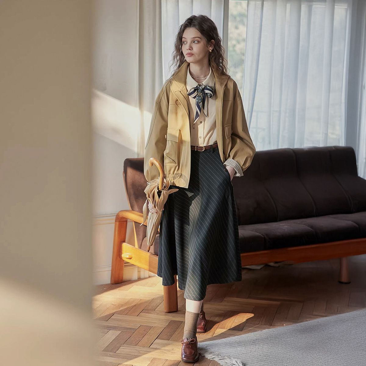 프라우드 마리(PROUD MARY) PM_Pinstripe a-line skirt