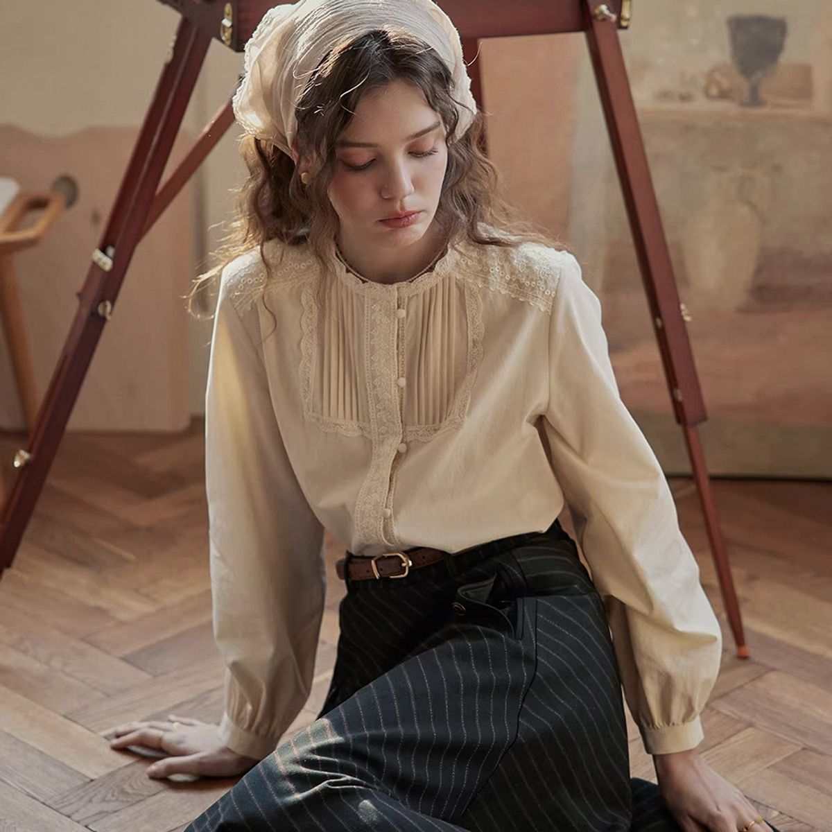 프라우드 마리(PROUD MARY) PM_Lace dot button blouse
