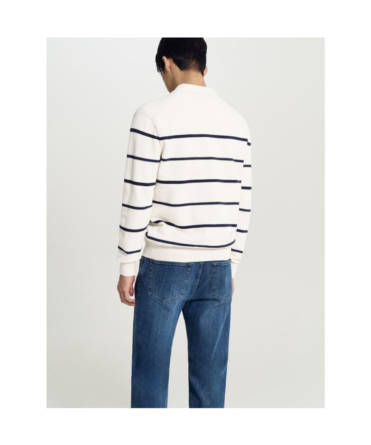 빈폴 멘(BEANPOLE MEN) 스트라이프 칼라넥 니트  아이보리