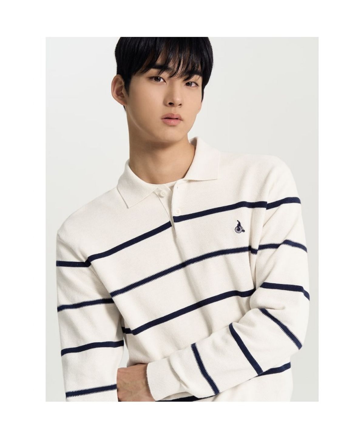 빈폴 멘(BEANPOLE MEN) 스트라이프 칼라넥 니트  아이보리
