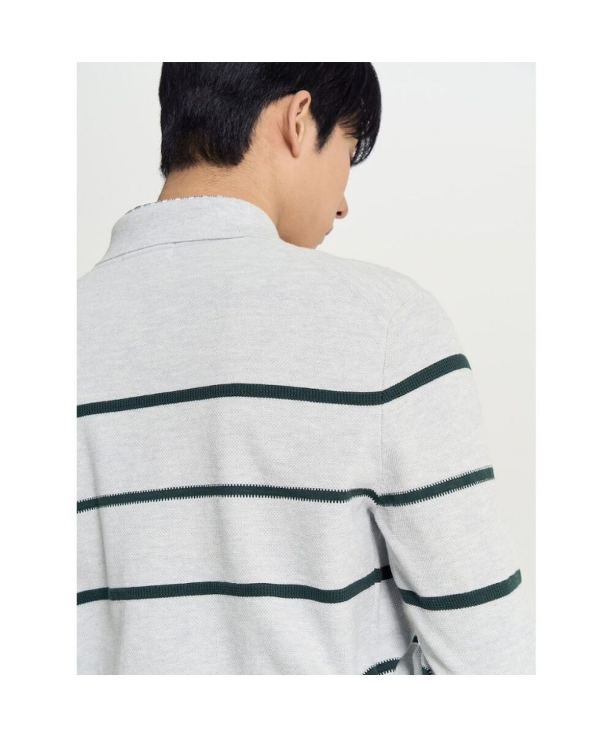 빈폴 멘(BEANPOLE MEN) 스트라이프 칼라넥 니트  그레이