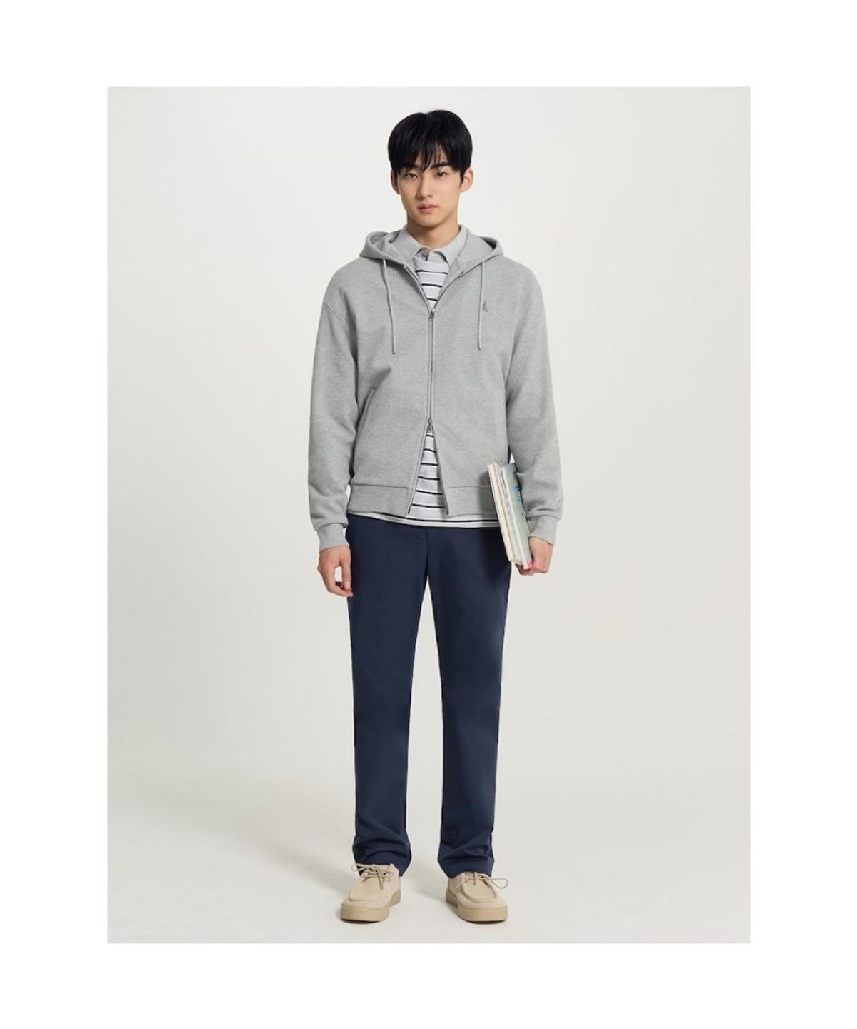 빈폴 멘(BEANPOLE MEN) 미니와플 투웨이 집업 긴소매 후디  그레이