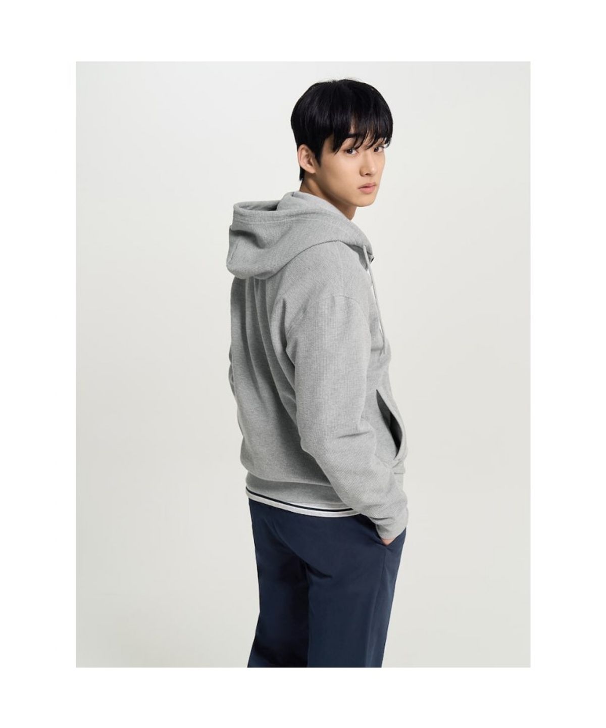 빈폴 멘(BEANPOLE MEN) 미니와플 투웨이 집업 긴소매 후디  그레이