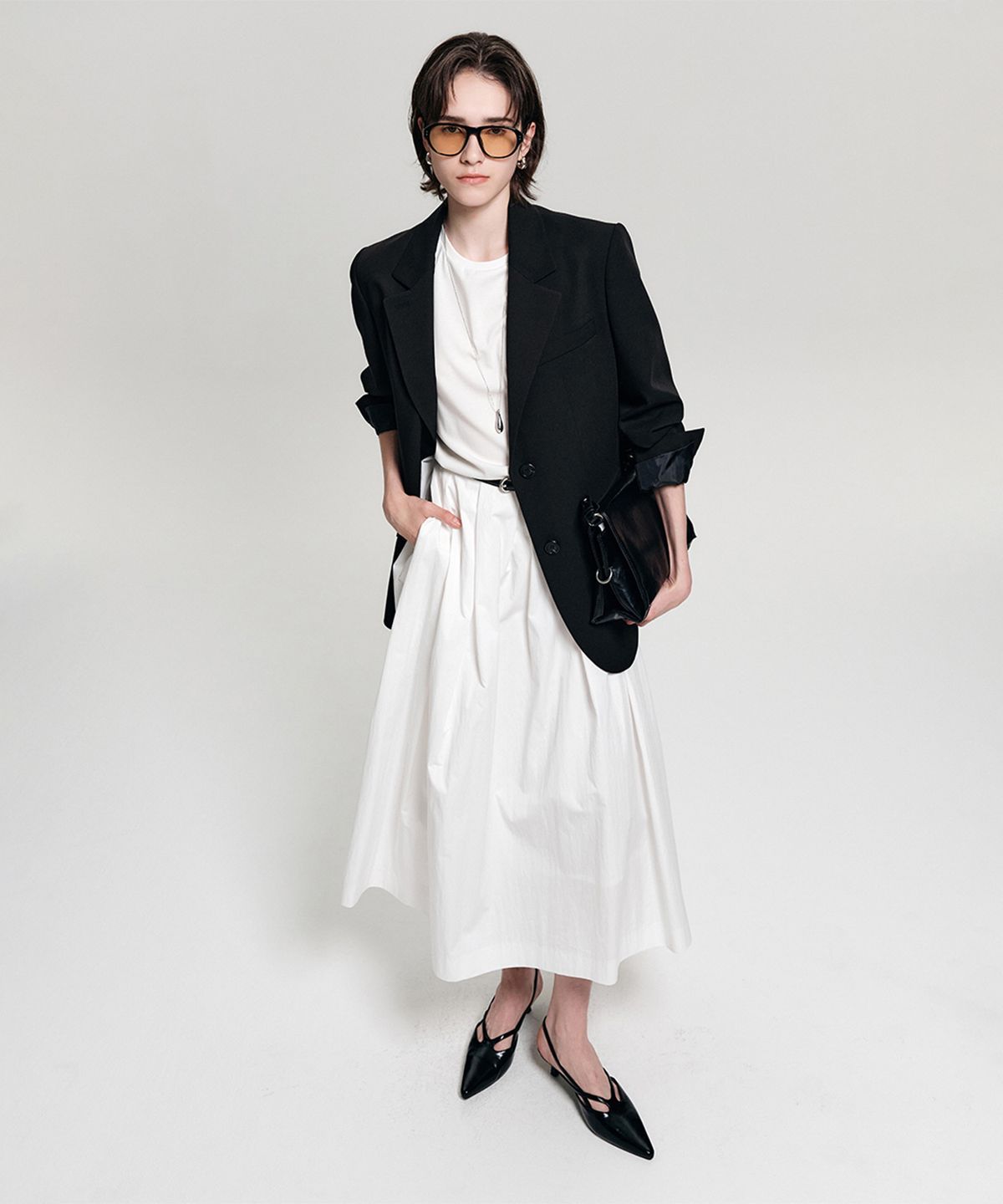 룩캐스트(LOOKAST) 레아 스트랩 슬링백_블랙 / LEA STRAP SLINGBACK_BLACK