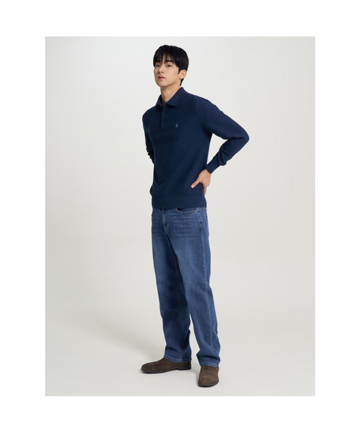 빈폴 멘(BEANPOLE MEN) 컴포트핏 저지 데님 팬츠  블루