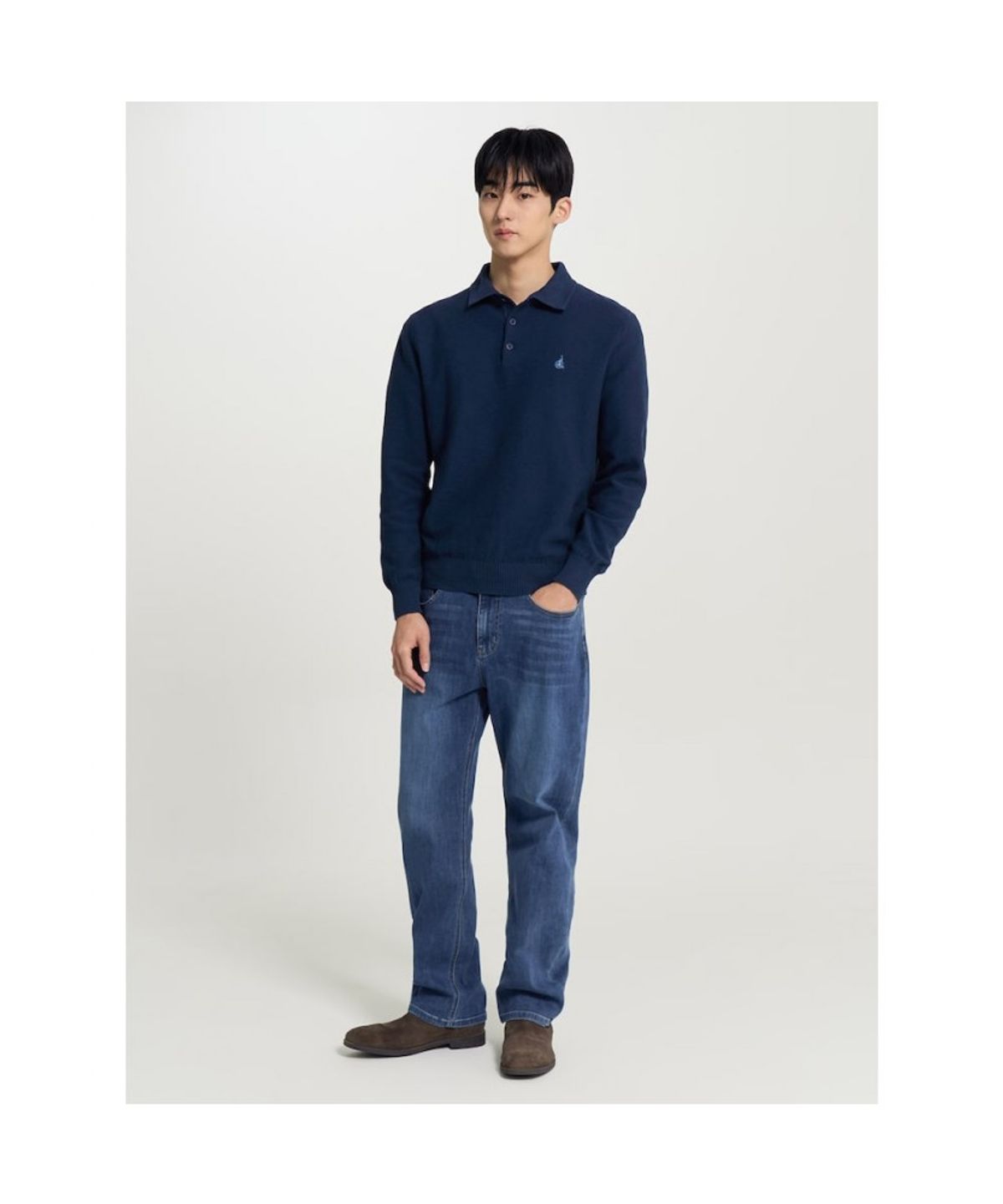 빈폴 멘(BEANPOLE MEN) 컴포트핏 저지 데님 팬츠  블루