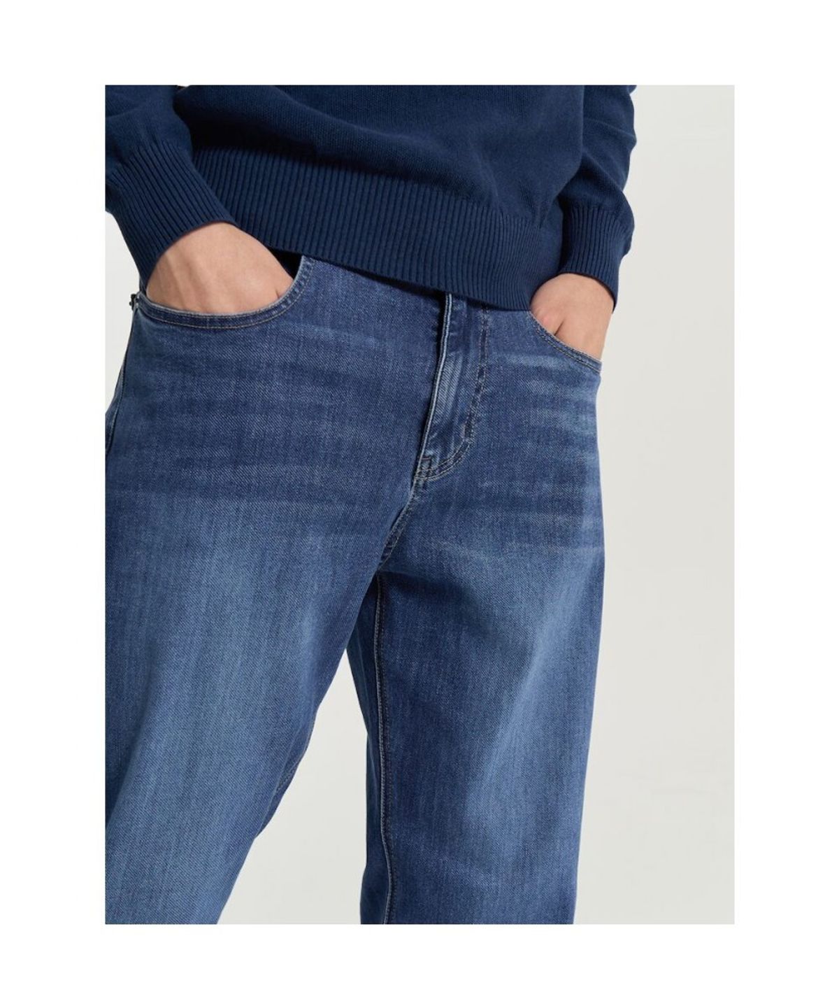 빈폴 멘(BEANPOLE MEN) 컴포트핏 저지 데님 팬츠  블루