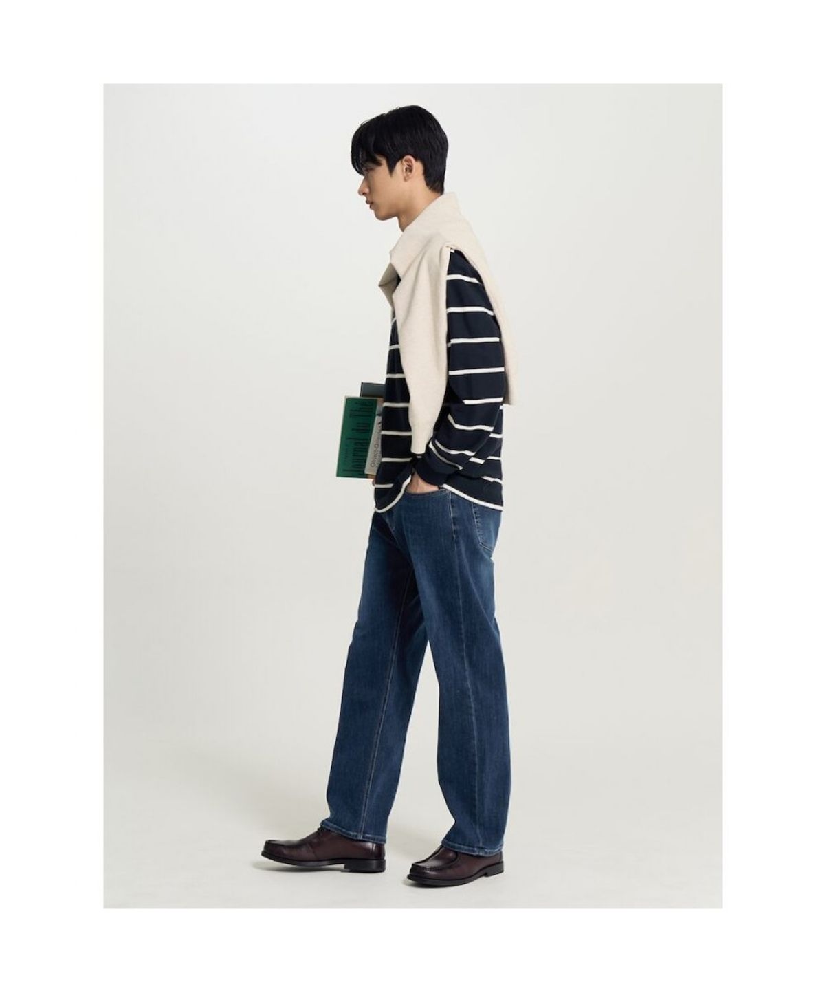 빈폴 멘(BEANPOLE MEN) 컴포트핏 저지 데님 팬츠  네이비