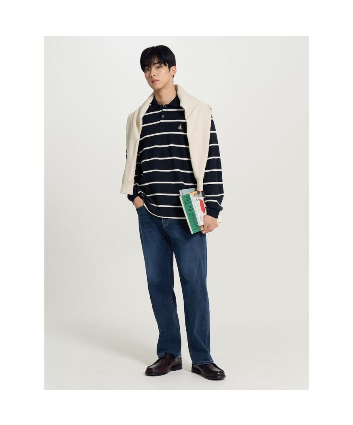 빈폴 멘(BEANPOLE MEN) 컴포트핏 저지 데님 팬츠  네이비