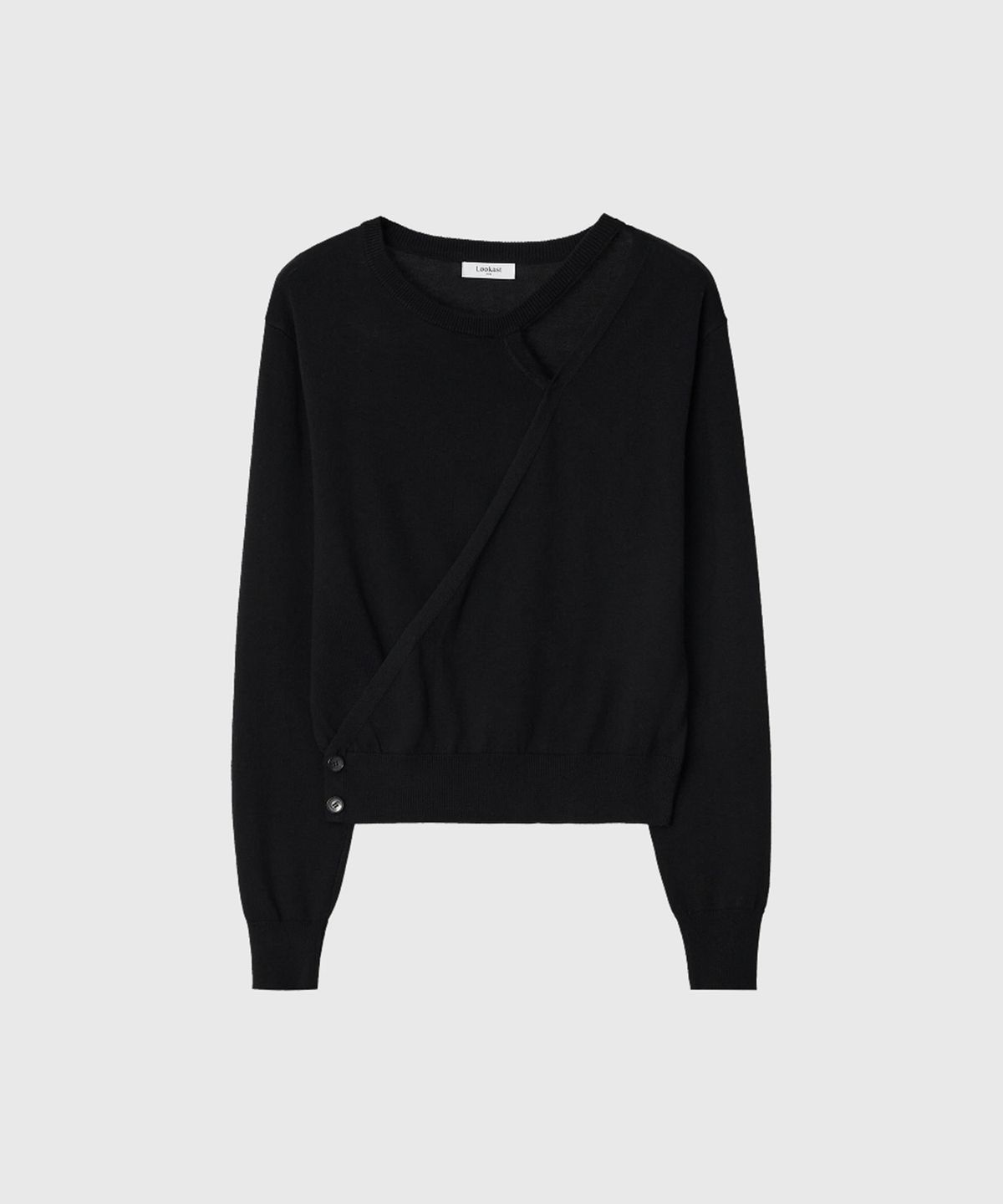 룩캐스트(LOOKAST) 카리나 울 레이어드 니트_블랙 / KARINA WOOL LAYERED KNIT_BLACK