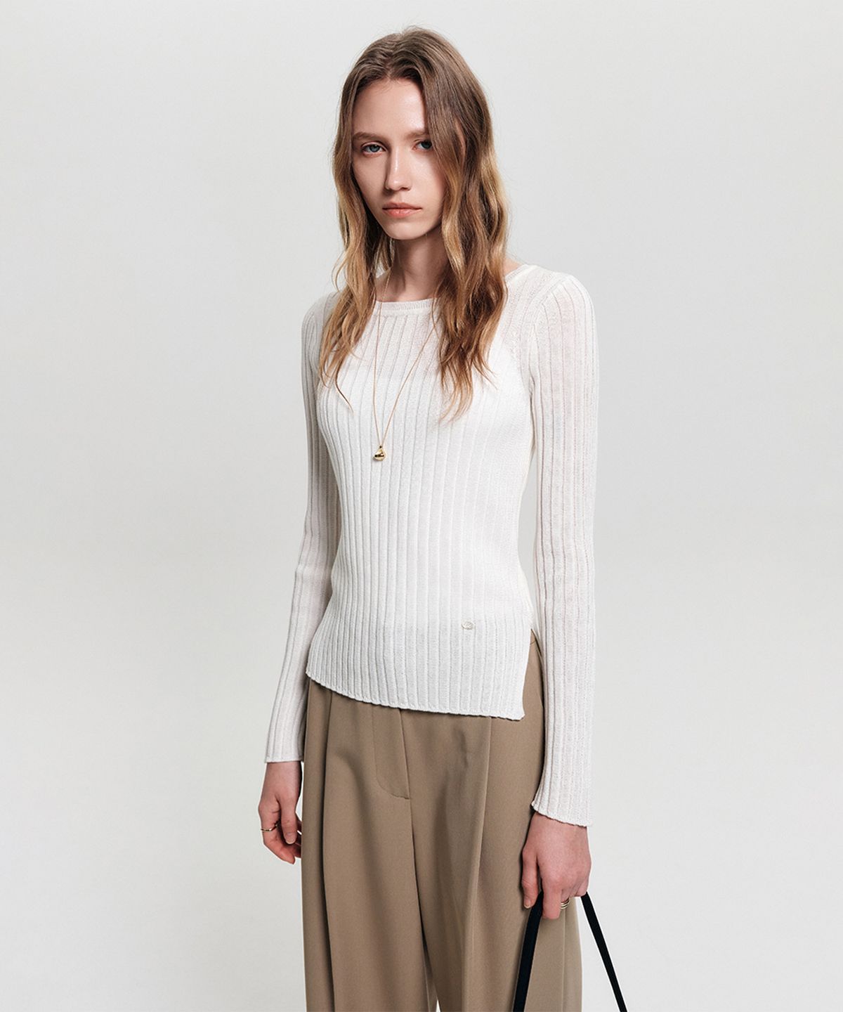 룩캐스트(LOOKAST) 레이 보트넥 슬림 니트_아이보리 / RAY BOAT NECK SLIM KNIT_IVORY