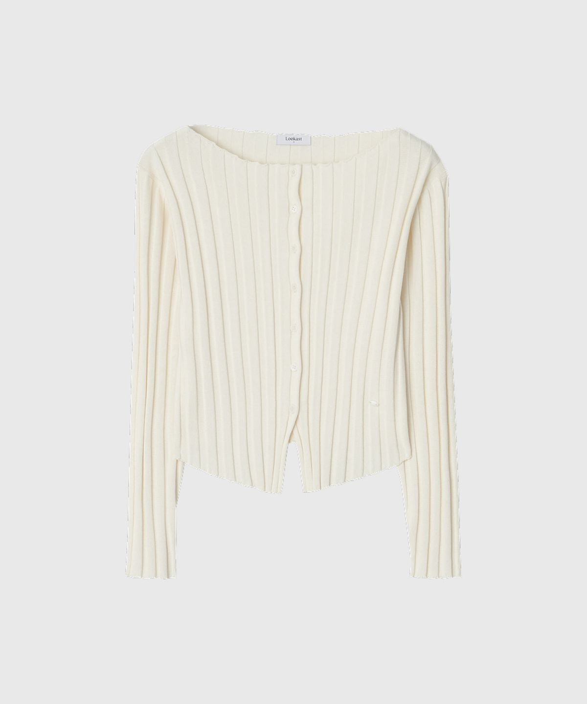 룩캐스트(LOOKAST) 미레이 리브드 버튼 니트 가디건_크림 / MIREILLE RIBBED BUTTON KNIT CARDIGAN_CREAM