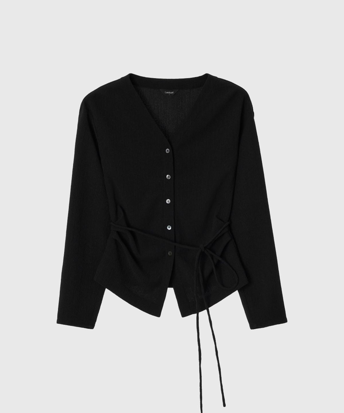 룩캐스트(LOOKAST) 엘리제 플리츠 브이넥 블라우스_블랙 / ERISE PLEATS V NECK BLOUSE_BLACK