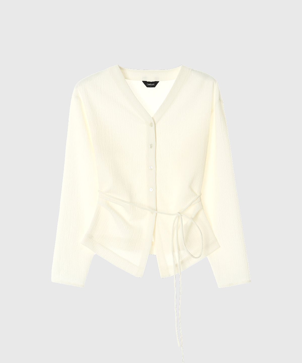 룩캐스트(LOOKAST) 엘리제 플리츠 브이넥 블라우스_아이보리 / ERISE PLEATS V NECK BLOUSE_IVORY