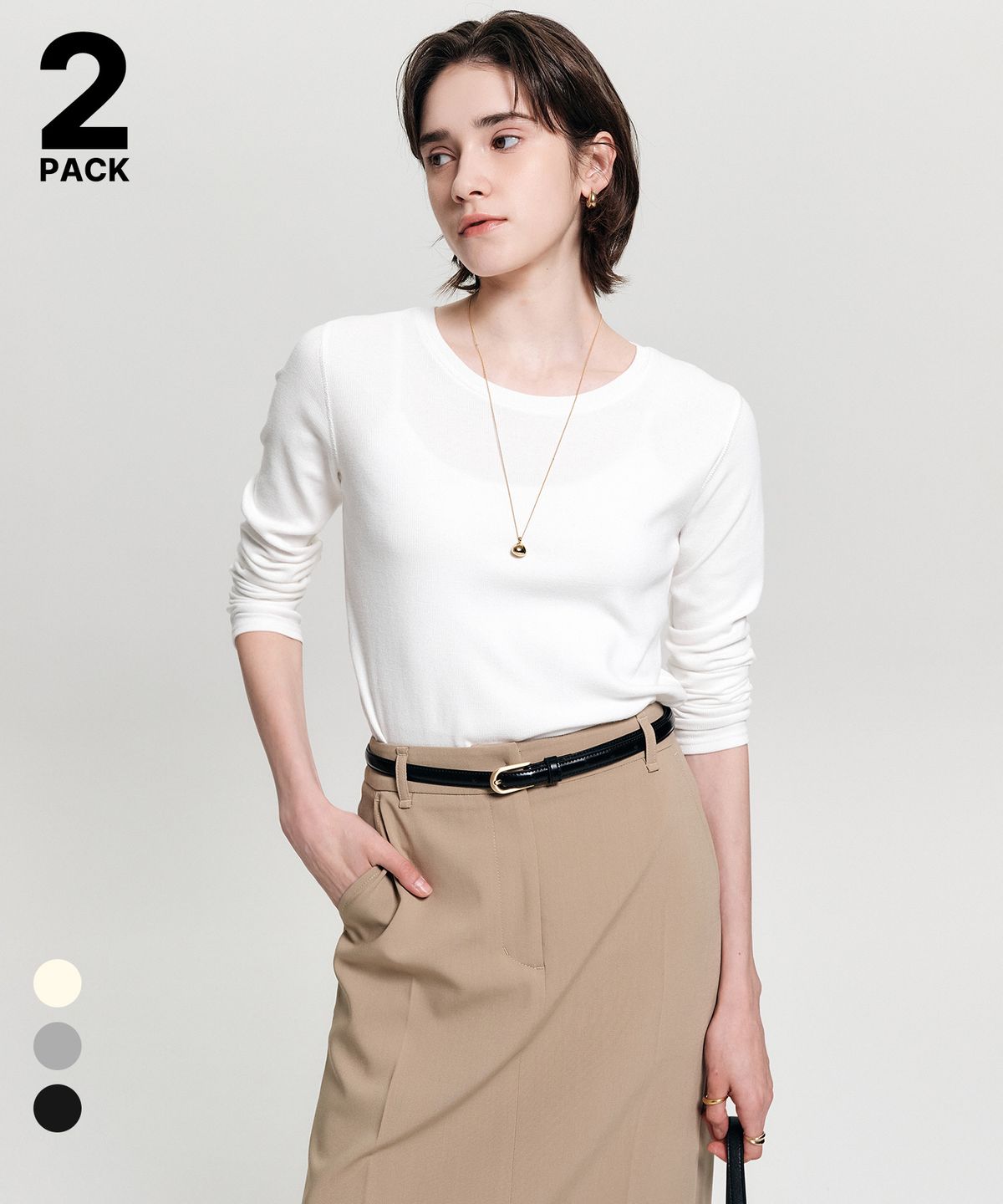 룩캐스트(LOOKAST) [2PACK] 에린 베이직 티셔츠 / ELIN BAISIC T-SHIRT_3colors