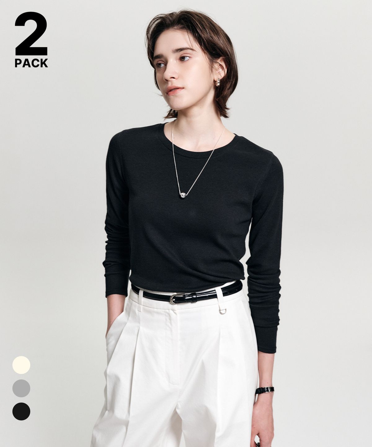 룩캐스트(LOOKAST) [2PACK] 에린 베이직 티셔츠 / ELIN BAISIC T-SHIRT_3colors