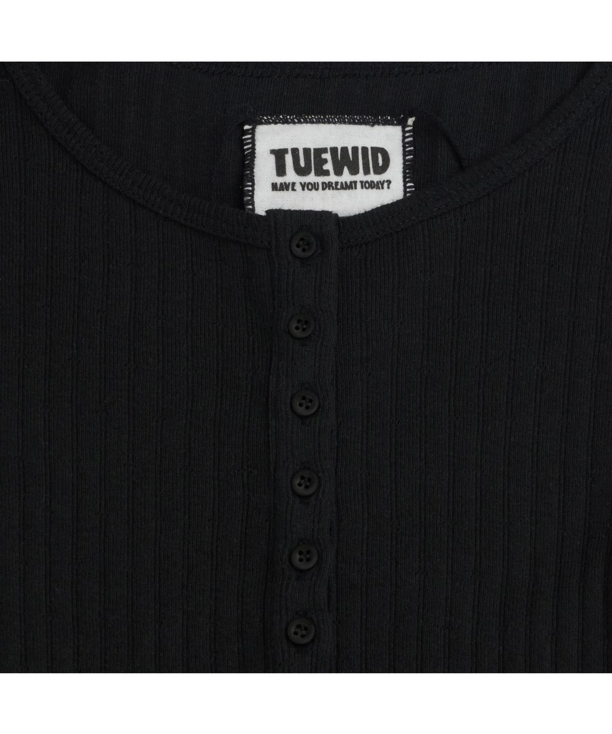투위드(TUEWID) Mini henley longsleeve t-shirt in black  SIZE : 00, 0